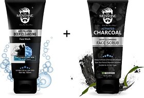 The Menshine Combo Kit Of Anti Pollution Face Wash & Charcoal Face Scrub Face Wash (100 G)