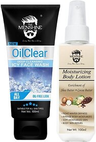 The Menshine Combo Kit Oil Clear Face Wash & Moisturizing Body Lotion (100Ml Each) (2 Items In The Set)