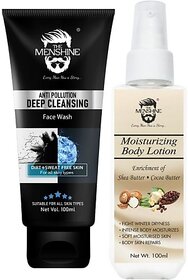 The Menshine Combo Kit Anti Pollution Deep Cleansing & Moisturizing Body Lotion (100Ml Each) (2 Items In The Set)