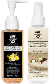 The Menshine Combo Kit Vitamin C Face Wash  Moisturizing Body Lotion (100Ml Each) (2 Items In The Set)