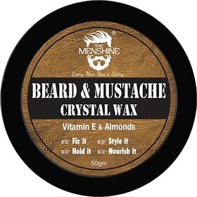The Menshine Beard & Mustache Wax Professional Styling|High Gloss, High Hold, Healthy (50 G) Beard Gel (50 G)