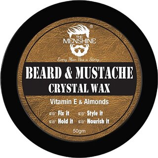 The Menshine Beard & Mustache Wax 50Gm| Crystal Hair Wax For Men| Professional Styling| | Glossy Finish | Hair Style, Shine | Strong Hold Styling| Anytime Re-Stylable Beard Gel (50 G)