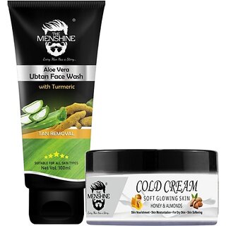 The Menshine Combo Kit Aloe Vera Ubtan Face Wash 100Ml Cold Cream Honey Almonds 50G (2 Items In The Set) The Menshine Combo Kit Aloe Vera Ubtan Face Wash 100Ml Cold Cream Honey Almonds 50G (2 Items In The Set)