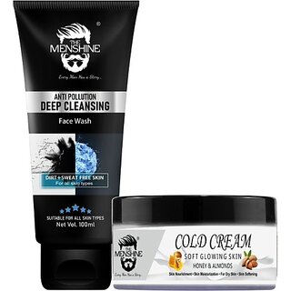                       The Menshine Combo Kit Anti Pollution Deep Cleansing 100Ml & Cold Cream Honey & Almonds 50G (2 Items In The Set)                                              