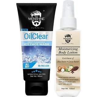 The Menshine Combo Kit Oil Clear Face Wash Moisturizing Body Lotion (100Ml Each) (2 Items In The Set) The Menshine Combo Kit Oil Clear Face Wash Moisturizing Body Lotion (100Ml Each) (2 Items In The Set)