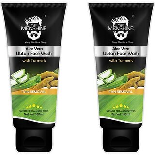                       The Menshine Aloevera Ubtan(100Ml Each, Pack Of 2)|Turmeric|Tan Removal|Pimple|No Paraben| Men All Skin Types Face Wash (200 Ml)                                              