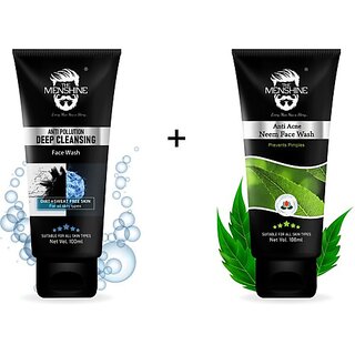 The Menshine Combo Kit Of Anti Pollution Deep Cleansing Anti Acne Neem (100Ml Each) Men All Skin Types Face Wash (200 Ml) The Menshine Combo Kit Of Anti Pollution Deep Cleansing Anti Acne Neem (100Ml Each) Men All Skin Types Face Wash (200 Ml)