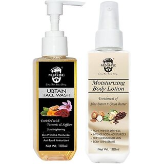 The Menshine Combo Kit Ubtan Face Wash Moisturizing Body Lotion (100Ml Each) (2 Items In The Set) The Menshine Combo Kit Ubtan Face Wash Moisturizing Body Lotion (100Ml Each) (2 Items In The Set)