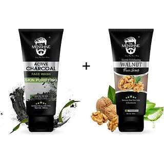 The Menshine Combo Kit Of Charcoal Walnut Face Scrub (100Ml Each) Men All Skin Types Face Wash (200 G) The Menshine Combo Kit Of Charcoal Walnut Face Scrub (100Ml Each) Men All Skin Types Face Wash (200 G)