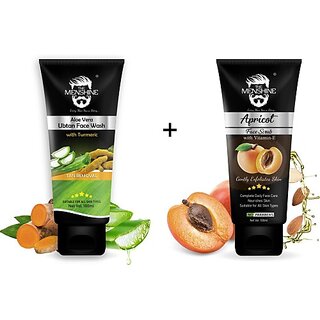                       The Menshine Combo Kit Of Aloevera Ubtan Face Wash & Apricot Face Scrub Face Wash (100 G)                                              