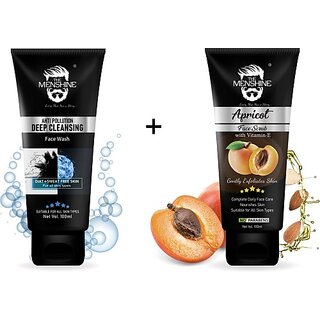                       The Menshine Combo Kit Of Anti Pollution Face Wash & Apricot Face Scrub Face Wash (100 G)                                              