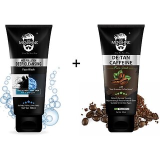                       The Menshine Combo Kit Of Anti Pollution Face Wash & De-Tan Caffeine Face Scrub Face Wash (2 G)                                              
