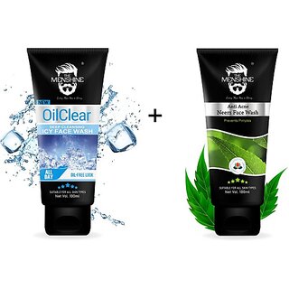                       The Menshine Combo Kit Of Oil Clear Icy Face Wash & Neem Face Wash Face Wash (100 G)                                              