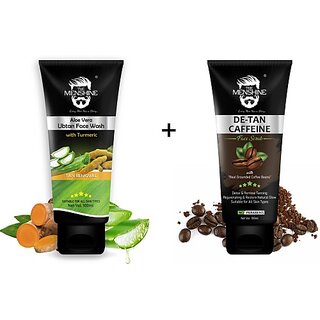                       The Menshine Combo Kit Of Aloevera Ubtan Face Wash & De-Tan Caffeine Face Scrub Face Wash (100 G)                                              