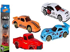 Hinati Push n go Sports car die-cast metal set of 4 (Multicolor, Pack of 4)
