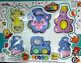 Hinati Noony Series Baby safe rattle set of 6 pcs. Rattle (Multicolor)