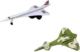 Hinati Concorde Super Sonic and AIF Plane pull back play OR Table Top show piece 2 in 1 (Multicolor, Pack of 2)