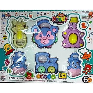 Hinati Noony Series Baby safe rattle set of 6 pcs. Rattle (Multicolor)