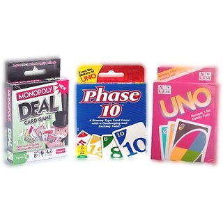 Hinati Card ComboMonopoly + Phase 10 + UNO for family fun Money amp Assets Games Board Game