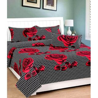 Choco Creation Multicolor 3D Printed Polycotton 1 Double Bedsheet 2 Pillow Cover