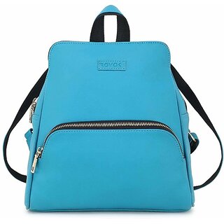                       Rovok Small 10 L Backpack Womens PU Leather Waterproof Backpack for School/College/Office/Coaching  (Brown, Blue)                                              