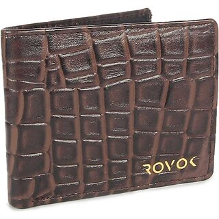                       Rovok Men Casual Brown Genuine Leather Wallet - Mini  (3 Card Slots)                                              