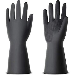                       S4 Multipurpose Non-Slip, Latex Rubber, Reusable Heavy Duty Work Gloves (Black)                                              