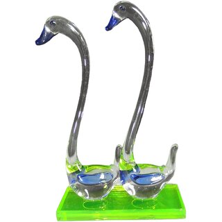                       Glass Swan pair Decorative                                              