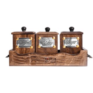 The Allchemy Wooden tea coffee sugar container The Allchemy Wooden tea coffee sugar container