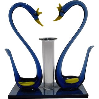                       The Allchemy Glass swan pen stand showpiece decorative                                              