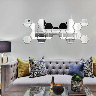 Buy Bnezz 19 Hexagon Silver Wall Decor 3D Acrylic Decorative