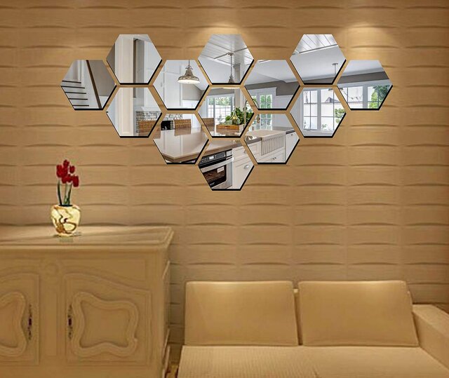 Buy Bnezz  13 Hexagon Silver Wall Decor 3D Acrylic Decorative Mirror for Wall  Stickers for Bedroom Mirror Stickers for Home  Office Large Size 105 x  121 Cm Unframed B13HexaSilver Online  Get 88 Off