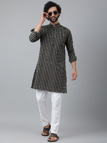 Riag Mens Ethnic Black Cotton Kurta Pyjama Set