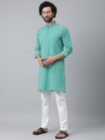 Riag Mens Ethnic Blue Cotton Kurta Pyjama Set