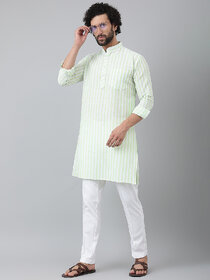 Riag Mens Ethnic Green Cotton Kurta Pyjama Set