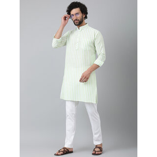 Riag Mens Ethnic Green Cotton Kurta Pyjama Set
