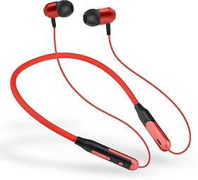 FPX Jazz 35 Hours Playtime with Deep Bass Neckband Headphone Bluetooth Headset  (Red, In the Ear)