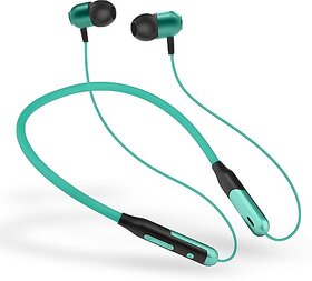 FPX Jazz 35 Hours Playtime with Deep Bass Neckband Headphone Bluetooth Headset  (Green, In the Ear
