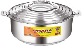 Dhara Stainless Steel Ultra 8000 Stainless Steel Casserole, 6400ml, Silver  Ideal For Chapatti  Roti  Curd Maker  Ea