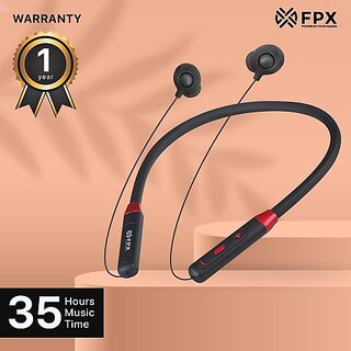                      FPX Bliss Wireless BT neckband, Matte,Magneticbuds 35HR playtime Bluetooth Headset  (Gold, In the Ear)                                              