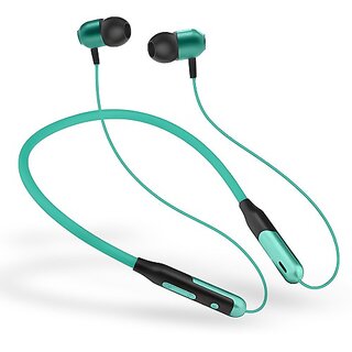                       FPX Jazz 35 Hours Playtime with Deep Bass Neckband Headphone Bluetooth Headset  (Green, In the Ear                                              