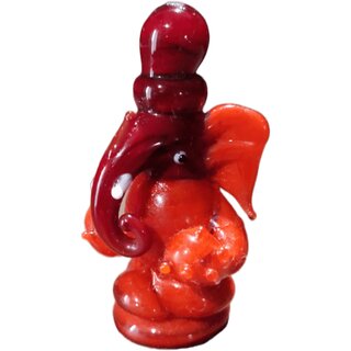                       The Allchemy Small Ganesha Decorative Showpiece Red And Orange                                              
