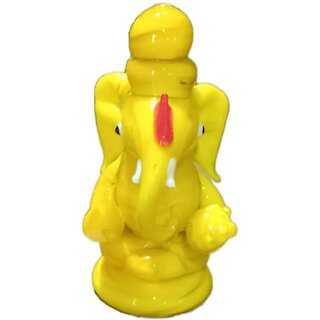                       The Allchemy Small Ganesha Decorative Showpiece Yellow                                              