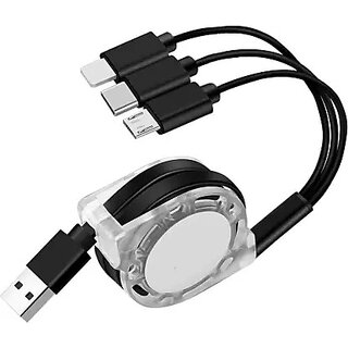Micro USB Cable 3 A 1 m Multi Charging Cable Good Quality 3 In 1 Charging Cable  (Compatible with All Smartphone, Black