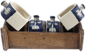 The Allchemy Wooden spice box of 4 (color blue)