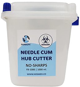FAIRBIZPS ABS Needle Cum Syringe Hub Destroyer Manual Hub Cutter, 1000ML (White Translucent)