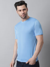 THE MINI NEEDLE Mens Solid Blue Tshirt