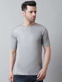 THE MINI NEEDLE Mens Solid Grey Tshirt