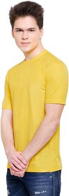 THE MINI NEEDLE Mens Solid Yellow Tshirt