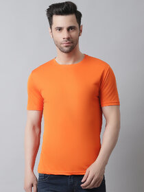 THE MINI NEEDLE Mens Solid Orange Tshirt